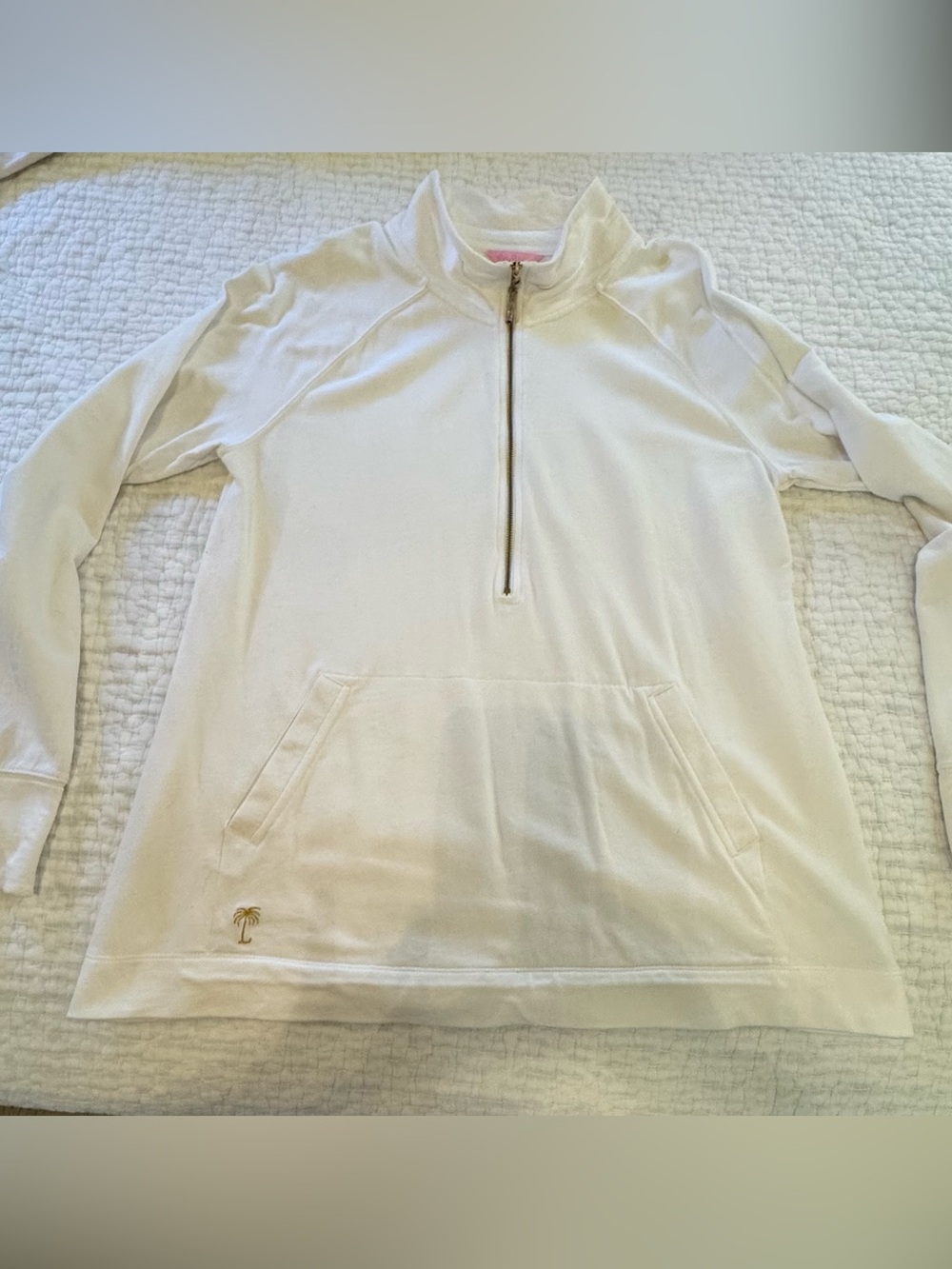 Lilly Pulitzer white Half-Zip Pullover with Gold Zipper